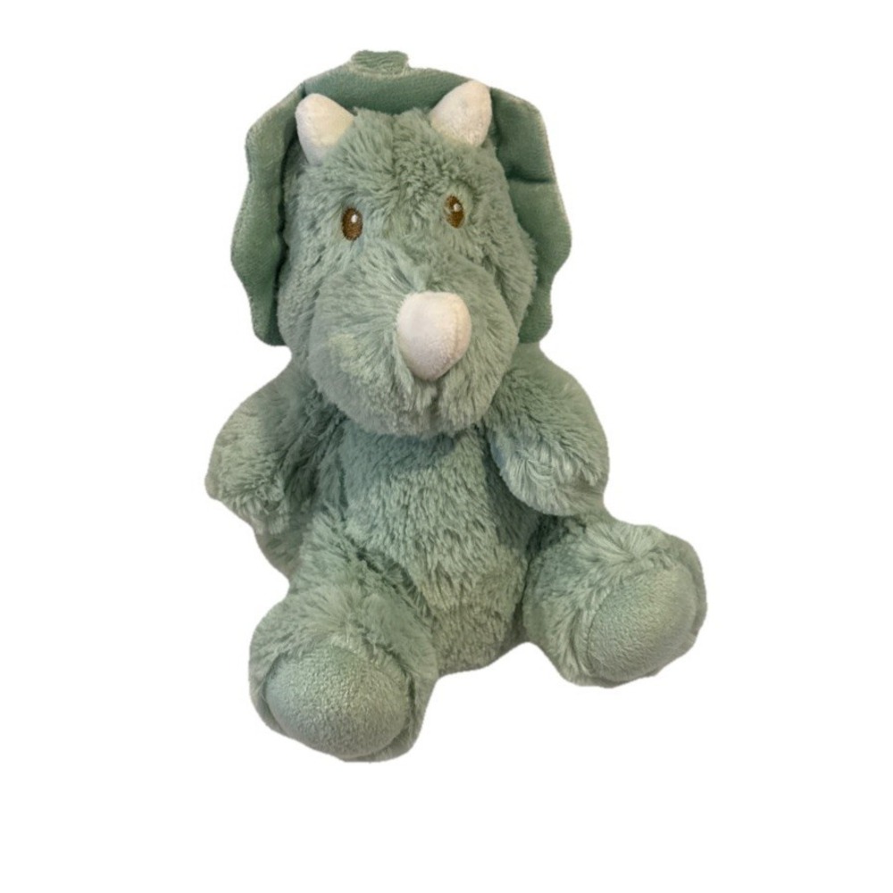 Little & Loved Baby Green Dinosaur Triceratops Lovey Rattle Plush Cuddle Toy New